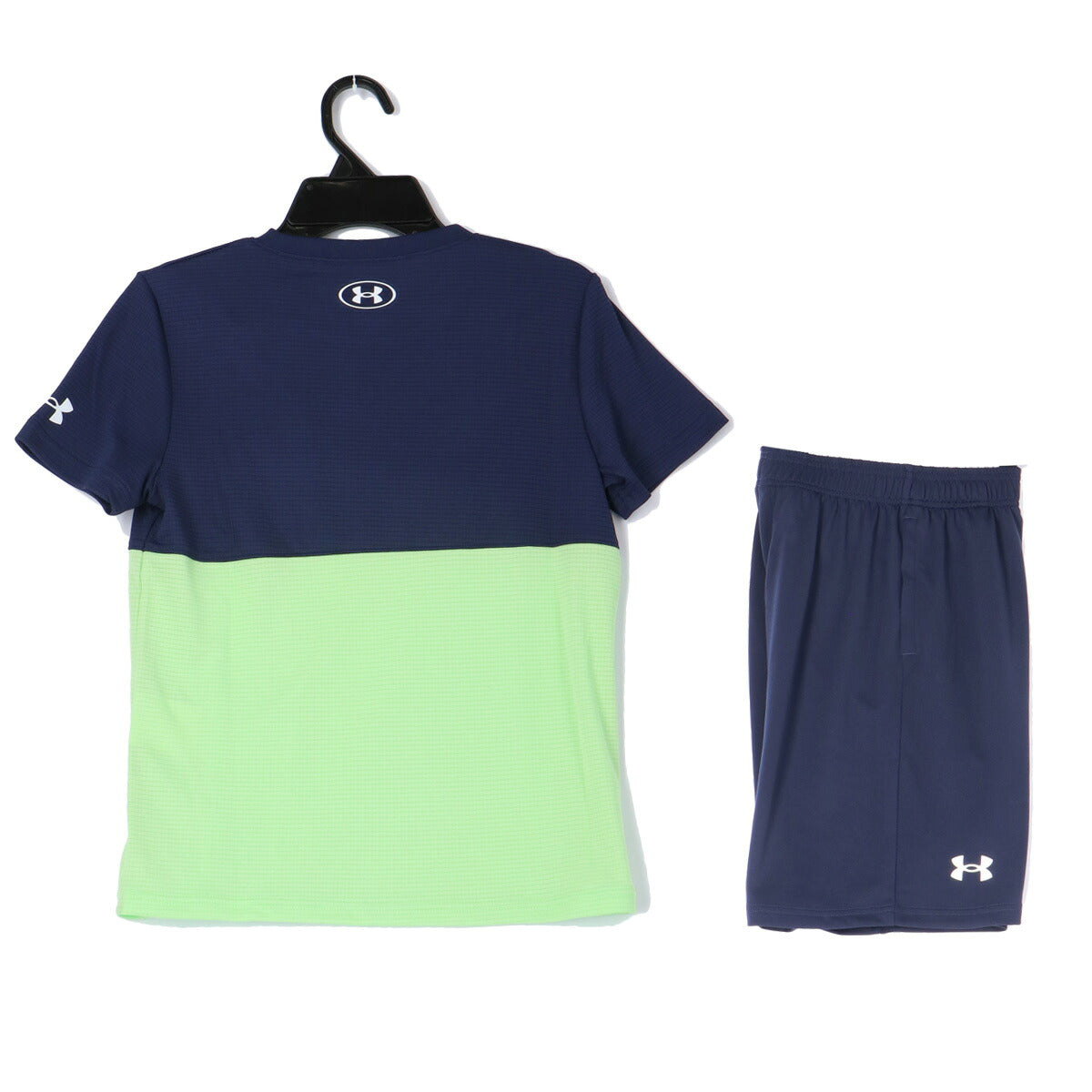 アンダーアーマー Tシャツ ハーフパンツ 上下 ジュニア カラーブロック ブラック ネイビー レッド 6001343