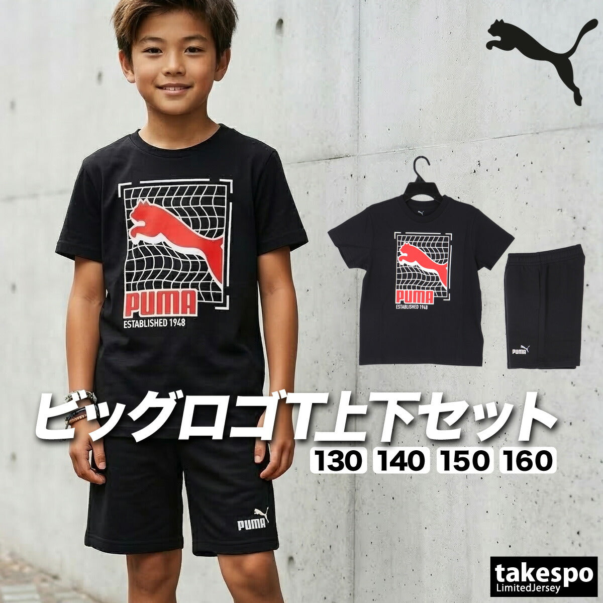 プーマ Tシャツ ハーフパンツ 上下 ジュニア ブラック 694211