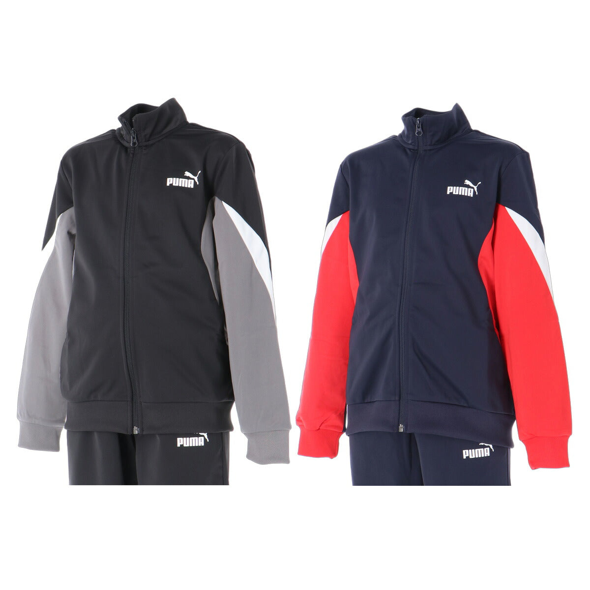 プーマ ジャージ上下 ESS ジャージ 上下 セットアップ ジュニア ブランド PUMA UVカット 黒 裏トリコット起毛 フルジップ 694284 ブラック ネイビー 新作 上下セット 男 女の子 キッズ スポーツウェア
