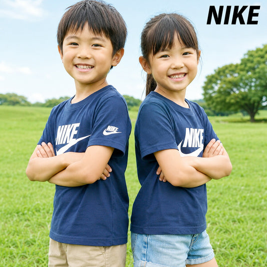 ナイキ Tシャツ ジュニア 紺 ネイビー 86J575