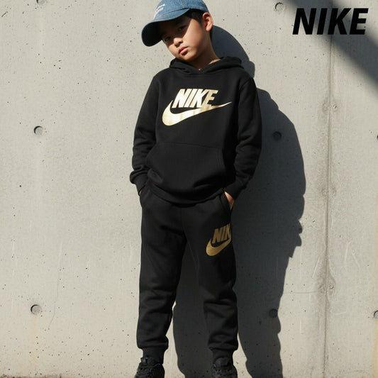 ナイキ クラブ フリース スウェット 上下 セットアップ ジュニア ブランド NIKE フード付き フーディ パーカー 裏起毛 ビッグロゴ 86L094 G0G あす楽 黒 ブラック 上下セット 男 女の子 キッズ スポーツウェア トレーニングウェア スポーツ おしゃれ - 【公式】限定ジャージのタケスポ（Limited jersey takespo）
