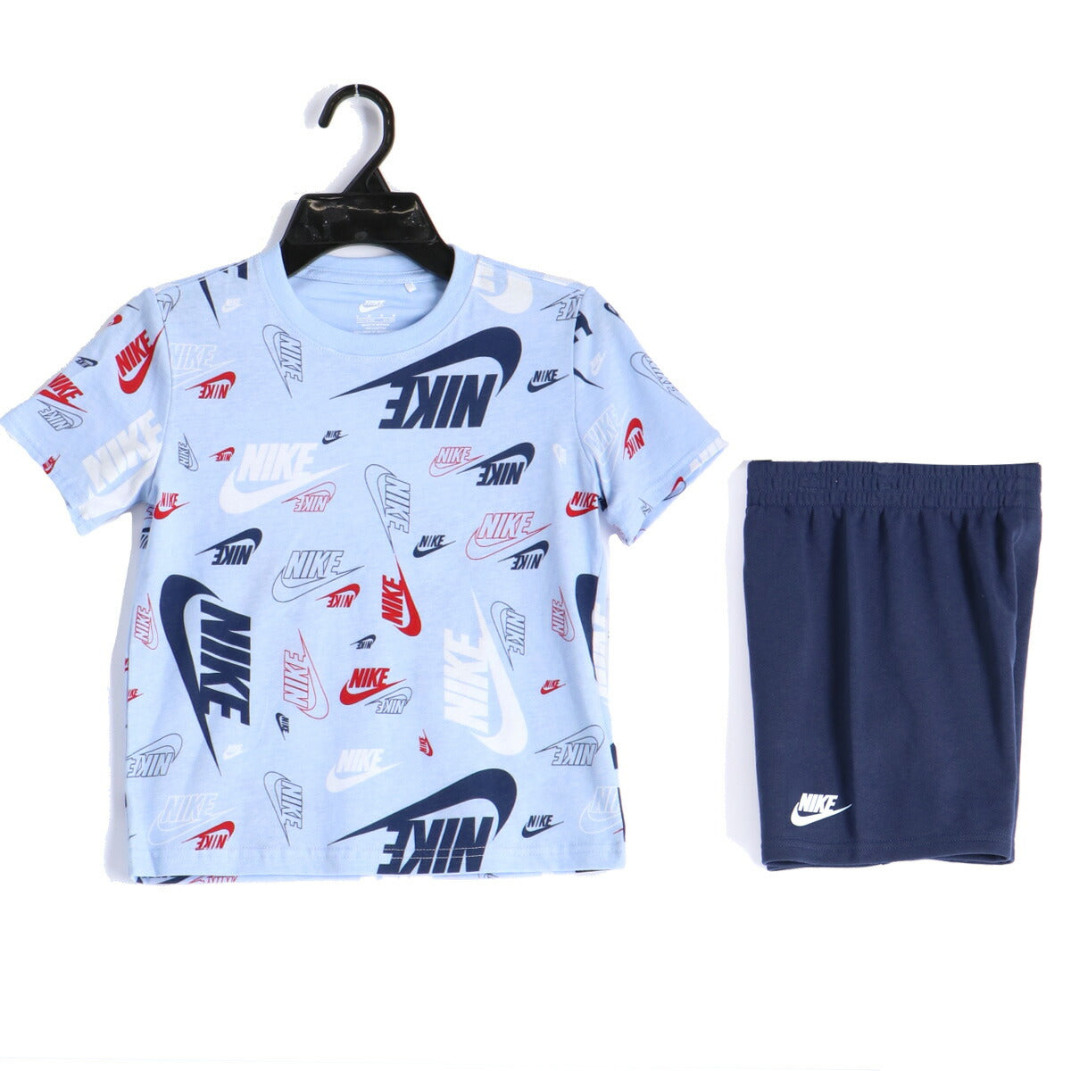 ナイキ NSW Tシャツ ハーフパンツ 上下 セットアップ ジュニア ブランド NIKE 半袖 4才 5才 6才 7才 86N043 B0H 紺 ネイビー 新作 上下セット 男 女の子 キッズ 男の子 スポーツウェア トレーニングウェア