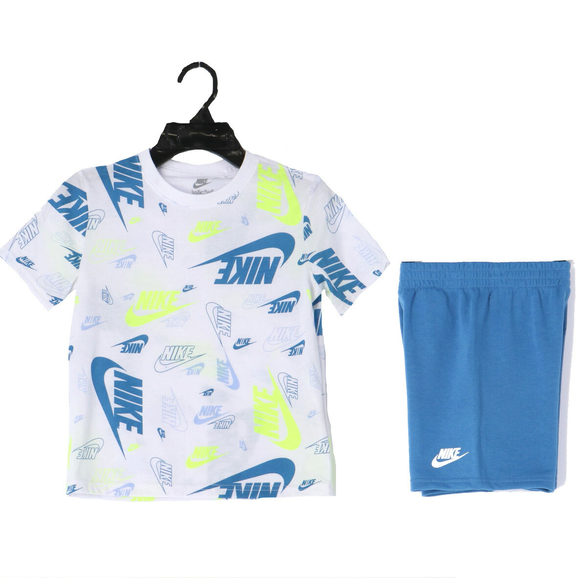 ナイキ NSW Tシャツ ハーフパンツ 上下 セットアップ ジュニア ブランド NIKE 半袖 4才 5才 6才 7才 86N043 B4T 白 ホワイト 新作 上下セット 男 女の子 キッズ 男の子 スポーツウェア トレーニングウェア