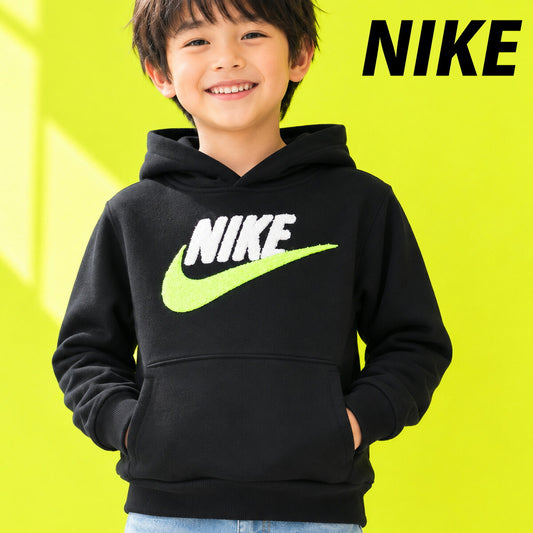 ナイキ パーカー スウェット フーディ スウェットパーカー ジュニア ブランド プルオーバー NIKE 裏起毛 4才 5才 6才 7才 86N165 023 黒 ブラック 男 女の子 キッズ スポーツウェア トレーニングウェア スポーツ