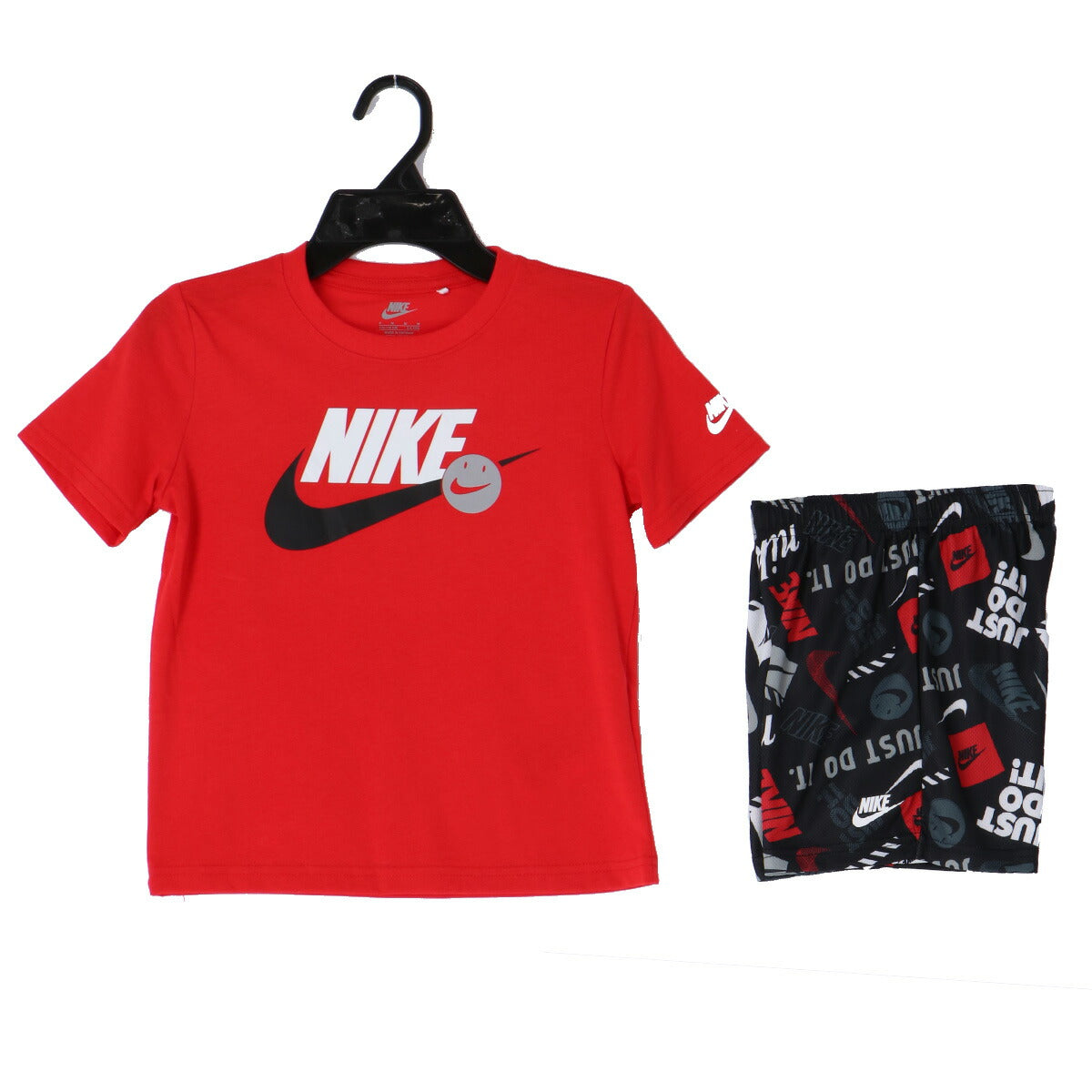 ナイキ NSW Tシャツ ハーフパンツ 上下 セットアップ ジュニア ブランド NIKE 半袖 86N945 023 赤 レッド 新作 上下セット 男 女の子 キッズ 男の子 プラクティスシャツ プラシャツ スポーツウェア