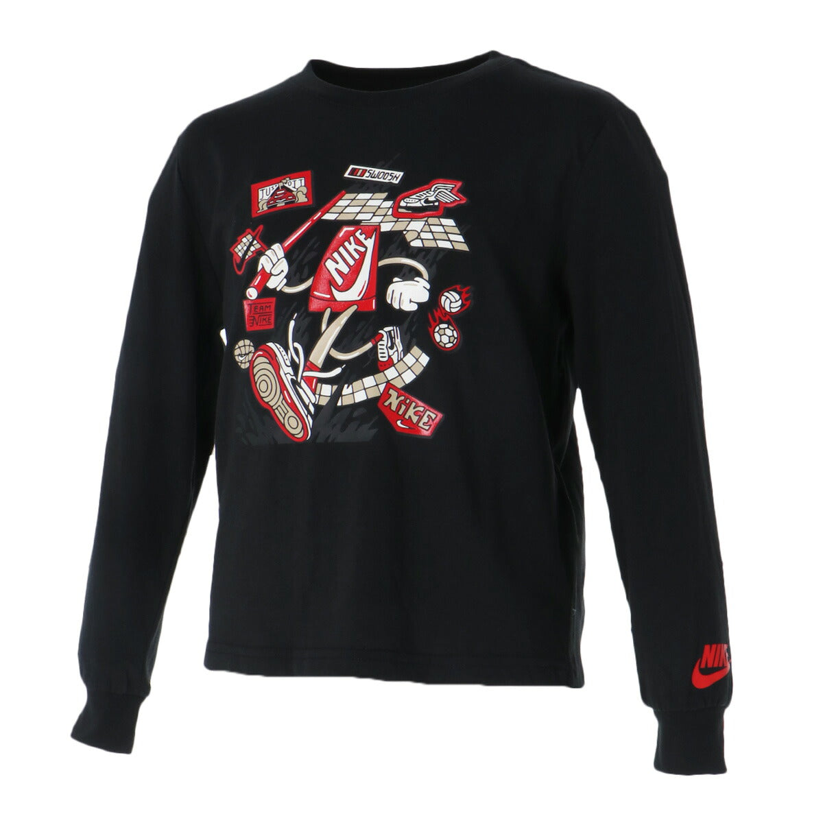 ロンT 長袖Tシャツ キッズ ナイキ スポーツ ブランド Tシャツ ロンティー ロングTシャツ ジュニア 長袖 NIKE 綿混 シューズボックス 86P339 黒 ブラック 男 女の子 男の子 スポーツウェア