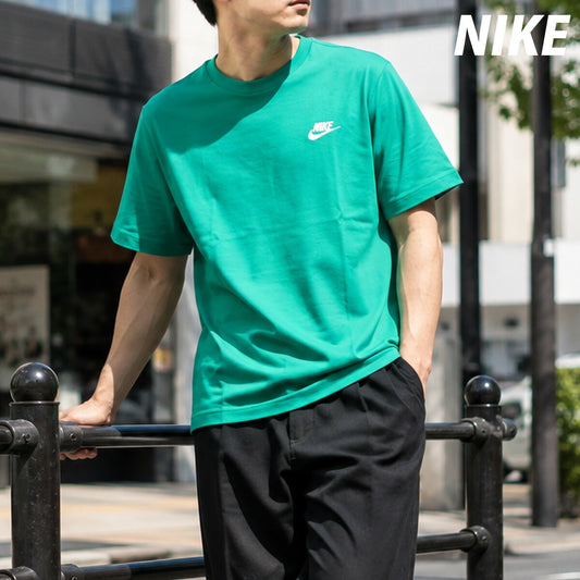 ナイキ 半袖 クラブ Tシャツ メンズ ブランド NIKE 綿T コットン100% ワンポイントロゴ AR4999 365 緑 グリーン 新作 大きいサイズ 有 スポーツウェア トレーニングウェア スポーツ おしゃれ