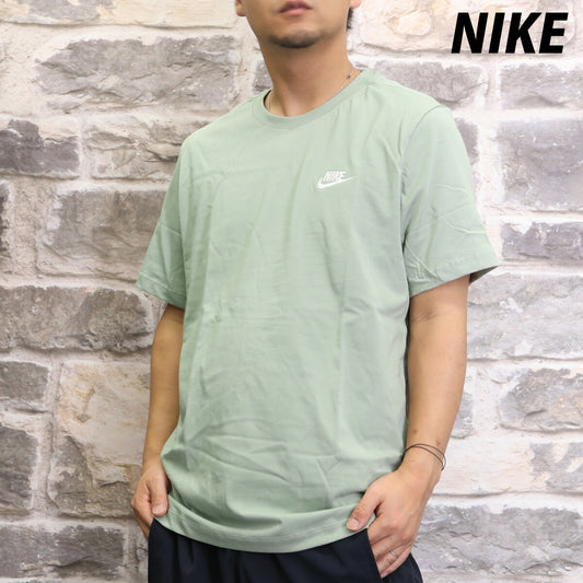 ナイキ 半袖 クラブ Tシャツ メンズ ブランド NIKE 綿T コットン100% ワンポイントロゴ AR4999 371 緑 グリーン 新作 大きいサイズ 有 スポーツウェア トレーニングウェア スポーツ おしゃれ