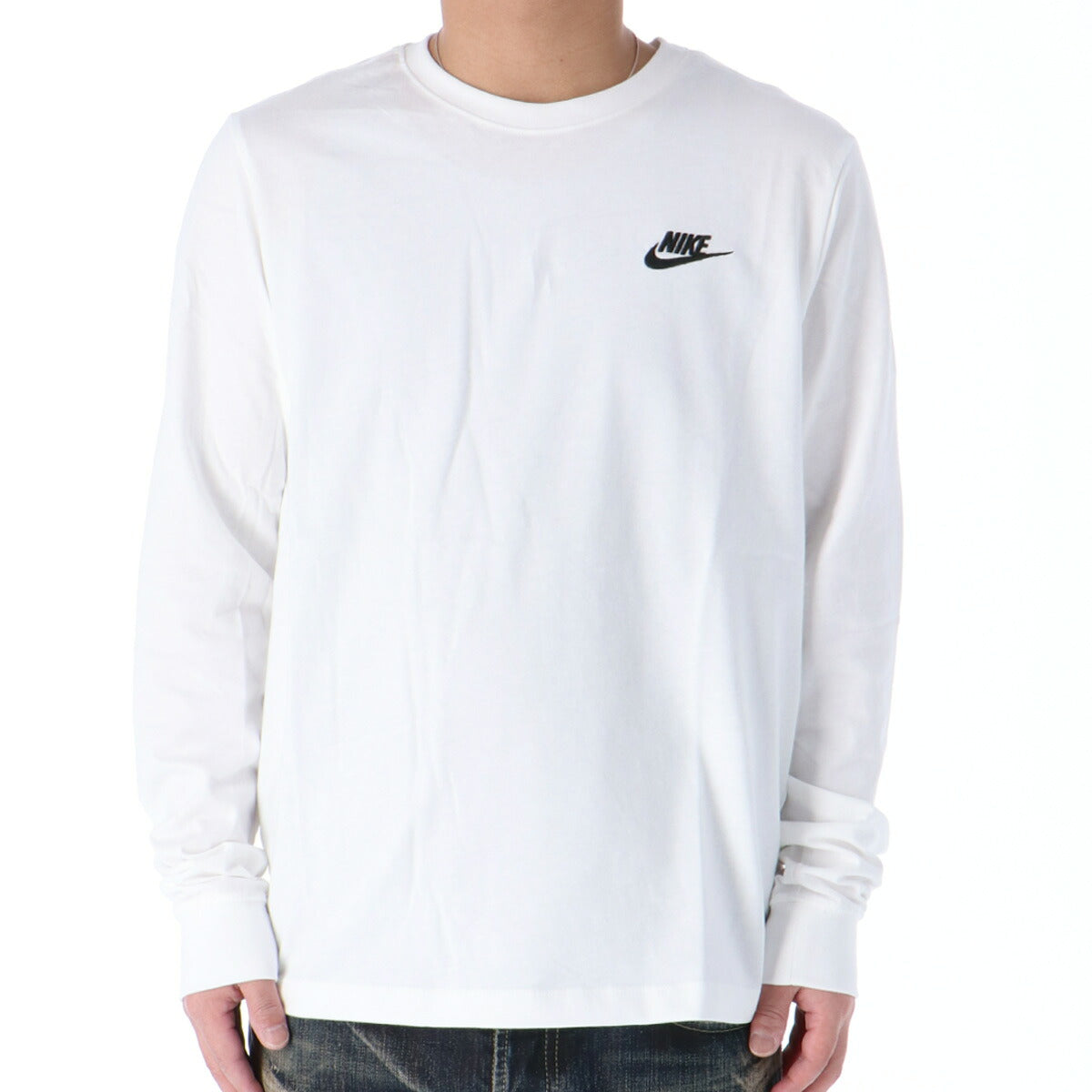 ロンT 長袖Tシャツ メンズ ブランド ナイキ スポーツ Tシャツ ロンティー ロングTシャツ 長袖 NIKE クラブ ワンポイント AR5194 白 ホワイト 新作 大きいサイズ 有 スポーツウェア