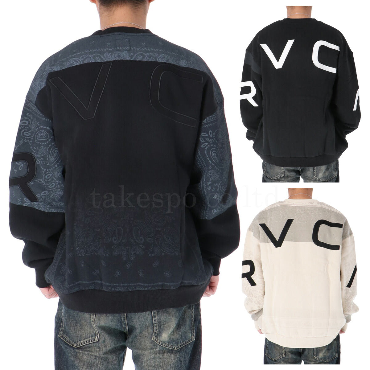 ルーカ スウェットシャツ メンズ FADE BACK SIDE ARCH RVCA ブラック ベージュ BF042001