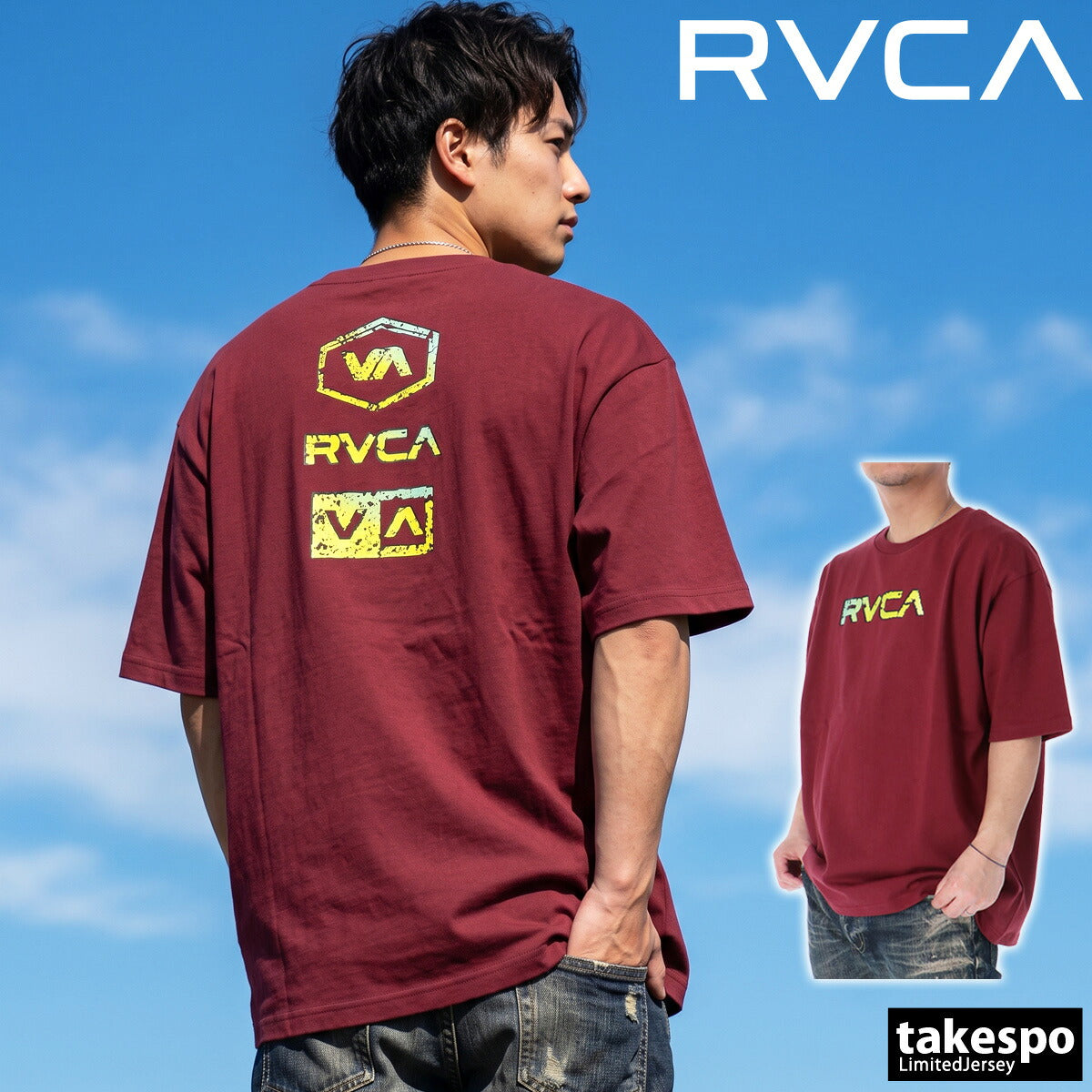 ルーカ Tシャツ メンズ ストーンウォッシュ ブラック ホワイト レッド ブルー BF04A203
