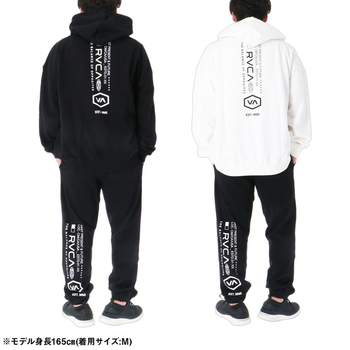 ルーカ スウェット 上下 セットアップ メンズ ブランド RVCA フード付き フーディ 裏毛 スエット バックプリント 黒 白 プルオーバー BG042011 ブラック ホワイト 上下セット 大きいサイズ 有 スポーツウェア