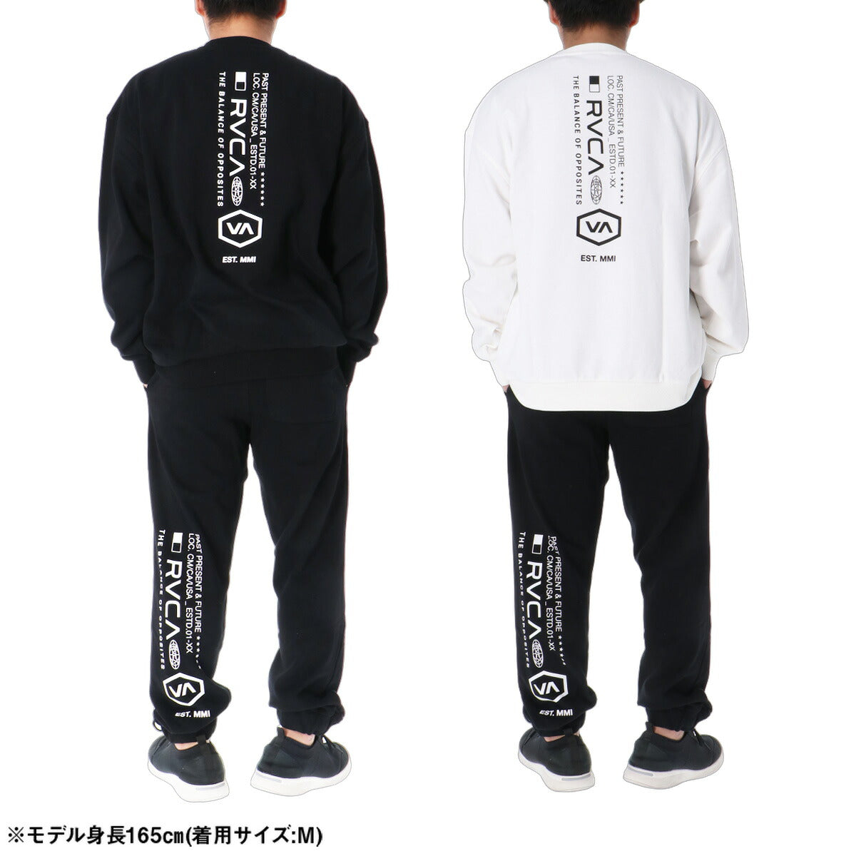 ルーカ スウェット 上下 セットアップ メンズ ブランド RVCA 裏毛 クルーネック スエット バックプリント 黒 白 BG042019 ブラック ホワイト 上下セット 大きいサイズ 有 スポーツウェア トレーニングウェア
