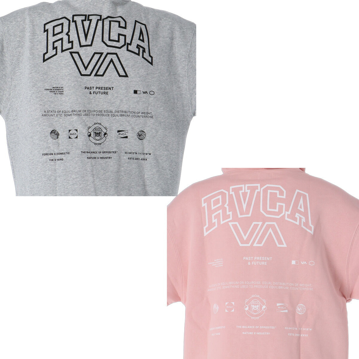 ルーカ スウェット 上下 セットアップ レディース ブランド RVCA 裏起毛 裏フリース フード付き フーディ フルジップ 保温 スウェットパンツ ワイドパンツ BG044012 グレー ピンク 上下セット かわいい