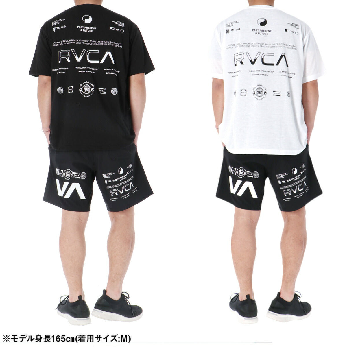 ルーカ Tシャツ ハーフパンツ 上下 セットアップ メンズ ブランド RVCA 半袖 速乾 バックプリント付き 黒 白 BG04A222 ブラック ホワイト 上下セット 大きいサイズ 有 プラクティスシャツ プラシャツ