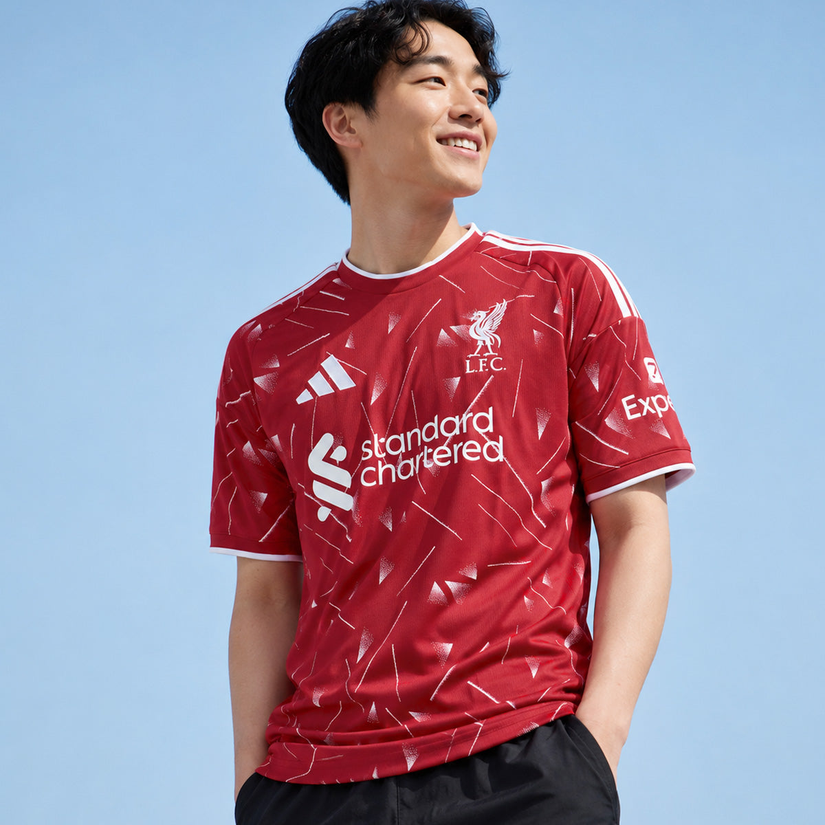 アディダス リバプールFC ホーム レプリカユニフォーム メンズ ブランド adidas 半袖 吸汗 速乾 吸水 ドライ 3ストライプス スリーストライプス BU823 レッド 大きいサイズ 有 スポーツウェア トレーニングウェア