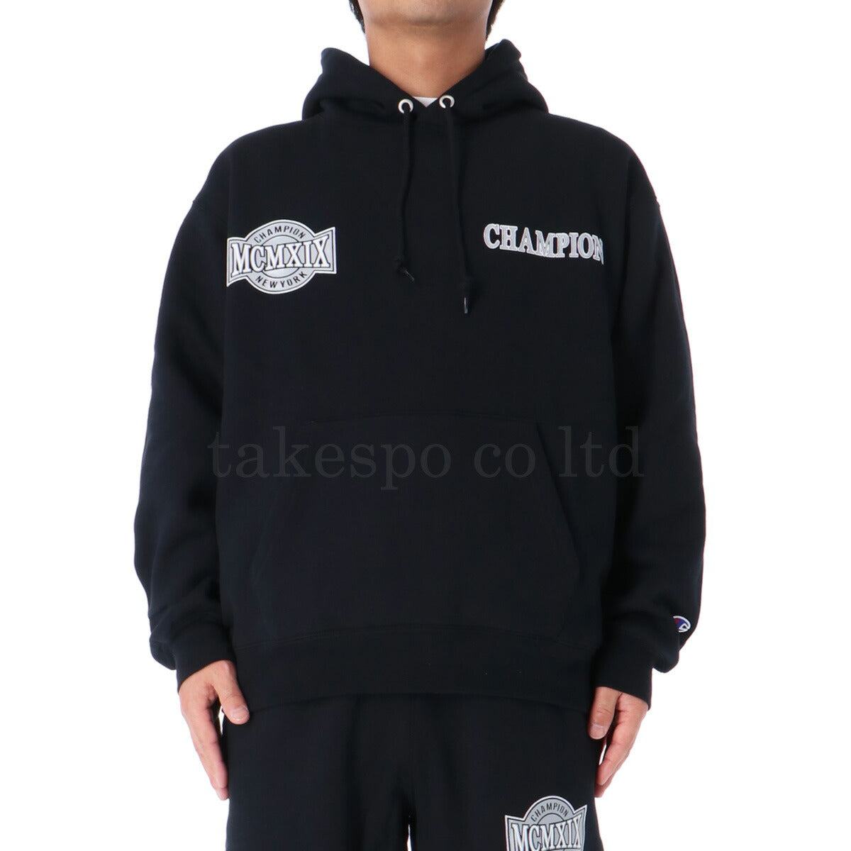 チャンピオン スウェット 上下 メンズ HOODED SWEATSHIRT・SWEAT PANTS ブラック グレー パープル レッド C3A108