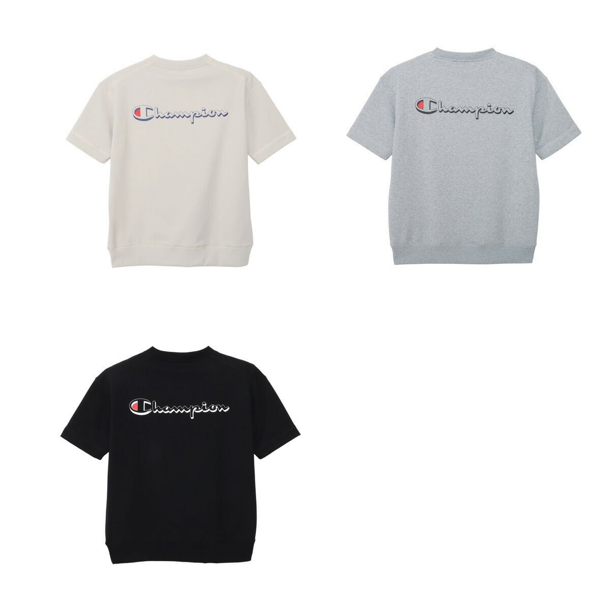 チャンピオン トレーナー スウェット テックウィーブ スウェットシャツ メンズ ブランド クルーネック スエット Champion 半袖 ドライ 裏毛 バックプリント付き 黒 C3DS002 大きいサイズ 有 スポーツウェア トレーニングウェア スポーツ おしゃれ - 【公式】限定ジャージのタケスポ（Limited jersey takespo）