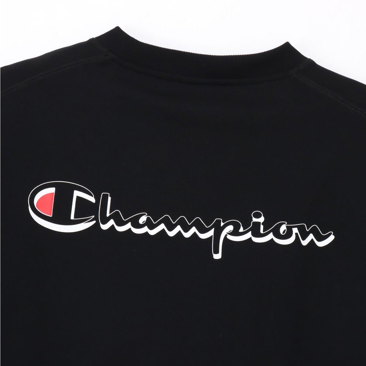 チャンピオン トレーナー スウェット テックウィーブ スウェットシャツ メンズ ブランド クルーネック スエット Champion 半袖 ドライ 裏毛 バックプリント付き 黒 C3DS002 大きいサイズ 有 スポーツウェア トレーニングウェア スポーツ おしゃれ - 【公式】限定ジャージのタケスポ（Limited jersey takespo）