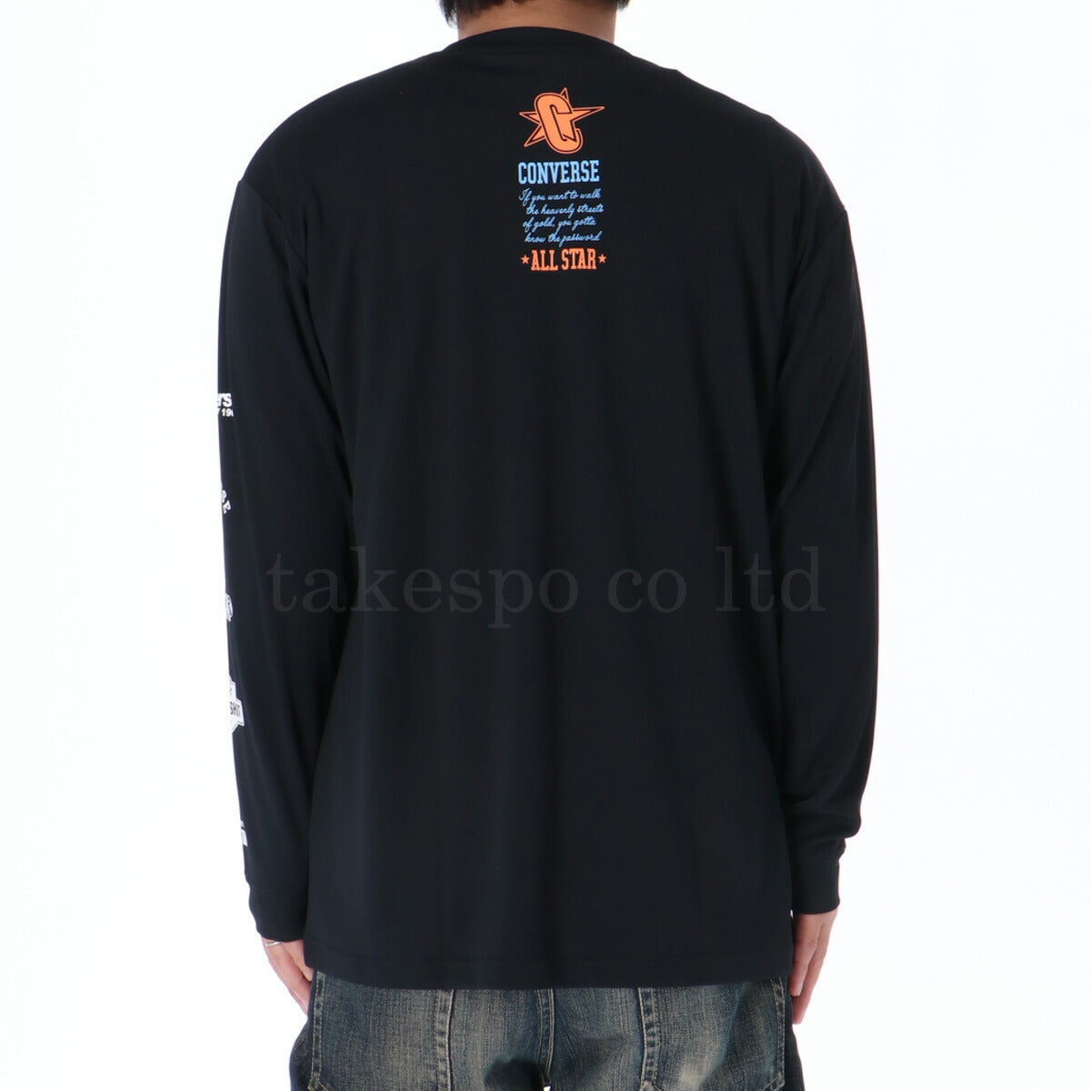 コンバース Tシャツ メンズ プリントロングスリーブシャツ ホワイト ブラック CB242361L