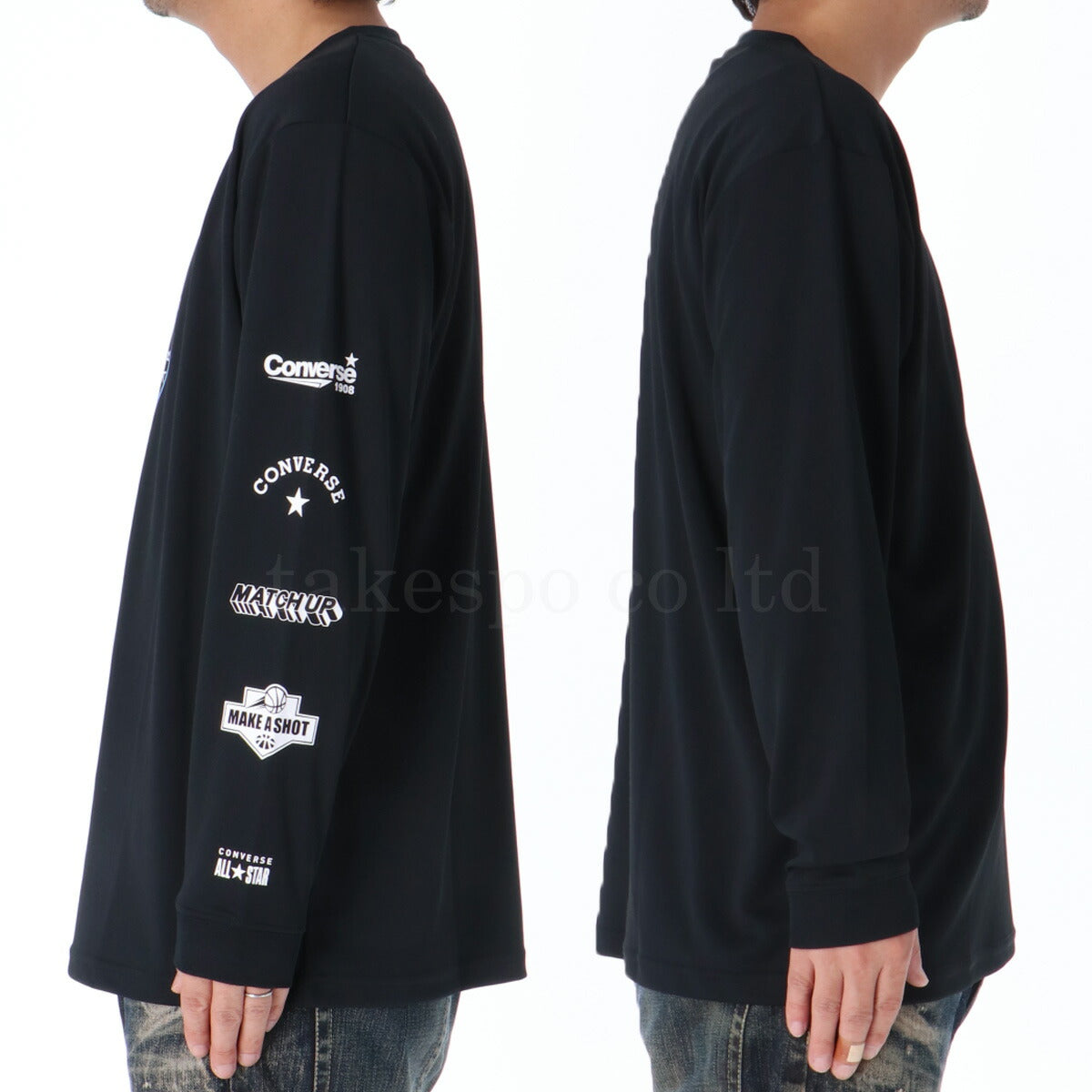 コンバース Tシャツ メンズ プリントロングスリーブシャツ ホワイト ブラック CB242361L