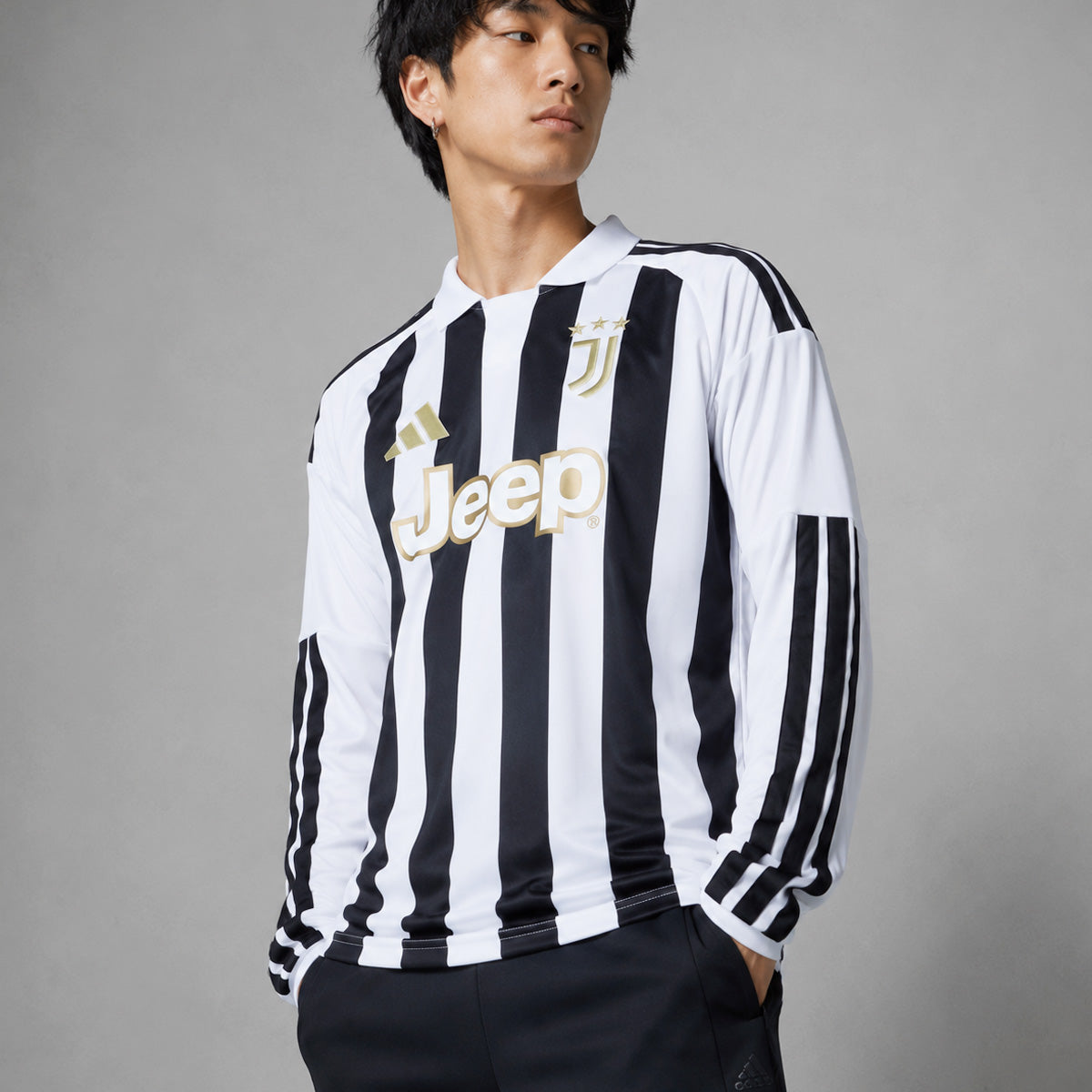 アディダス ユベントス ホーム レプリカユニフォーム メンズ ブランド adidas 長袖 ストライプ サッカー 3ストライプス スリーストライプス ユーべ セリエA CN696 ホワイト 大きいサイズ 有 スポーツウェア