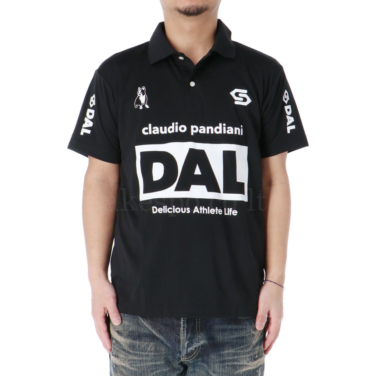 サッカージャンキー ポロシャツ メンズ Delicious Athlete Life ブラック ホワイト CP25A21