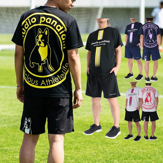 クラウディオ パンディアーニ Tシャツ ハーフパンツ 上下 メンズ パンジェルマン ホワイト ブラック ネイビー CP26A17