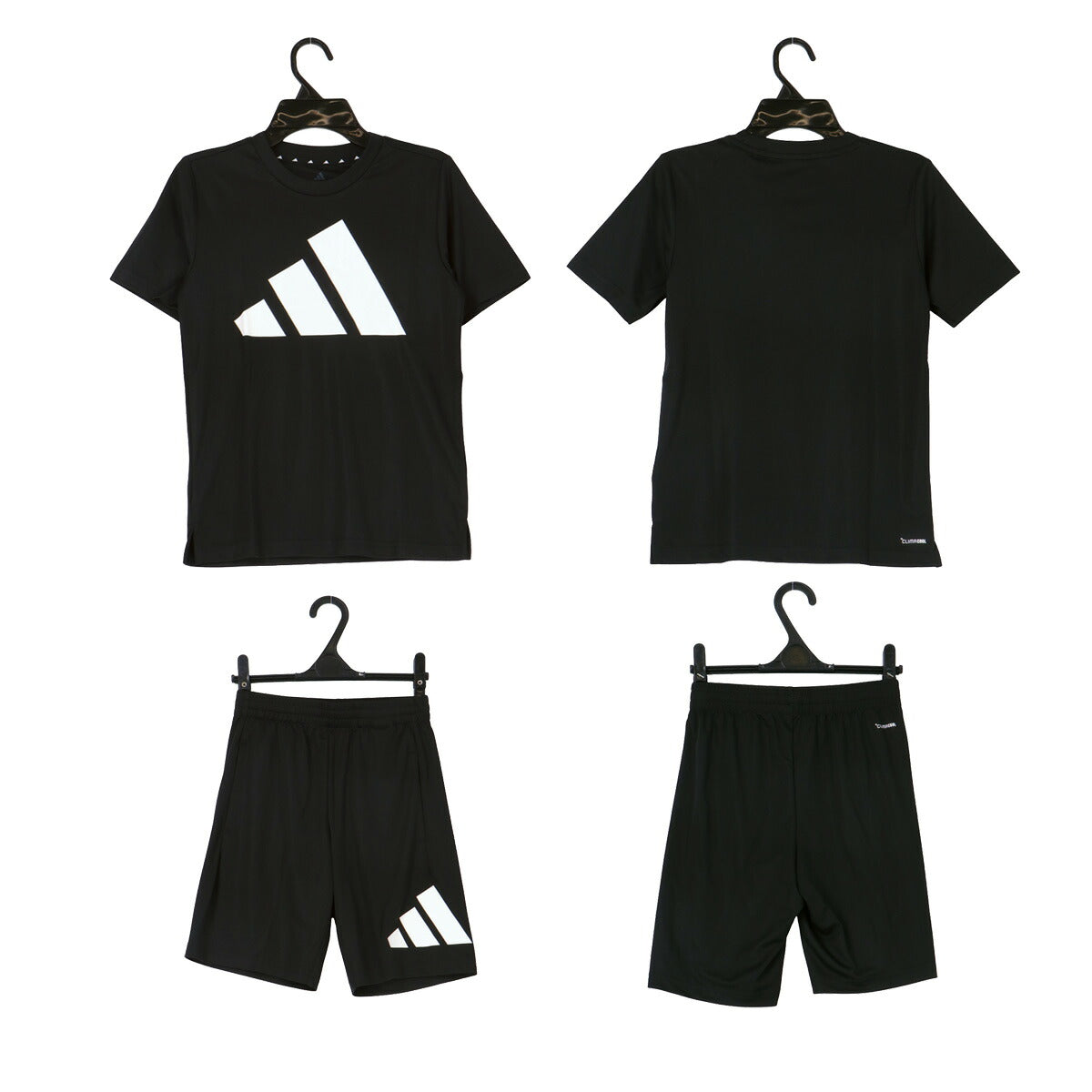 アディダス Tシャツ ハーフパンツ 上下 ジュニア トレイン エッセンシャルズ ビッグロゴ ブラック ホワイト ブルー CQ065