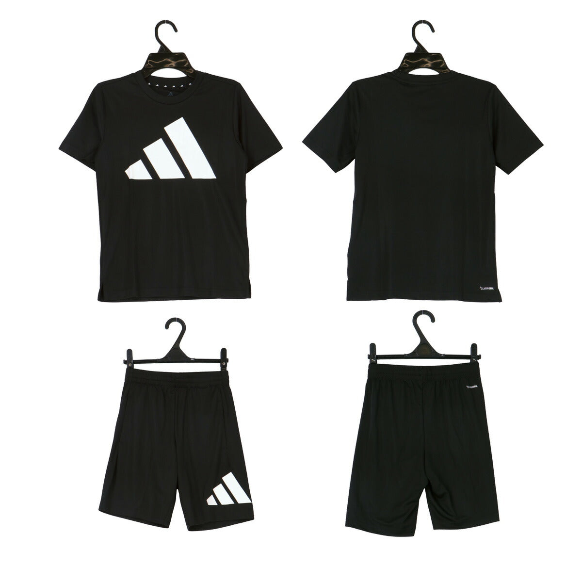 アディダス Tシャツ ハーフパンツ 上下 ジュニア トレイン エッセンシャルズ ビッグロゴ ブラック ホワイト ブルー CQ065