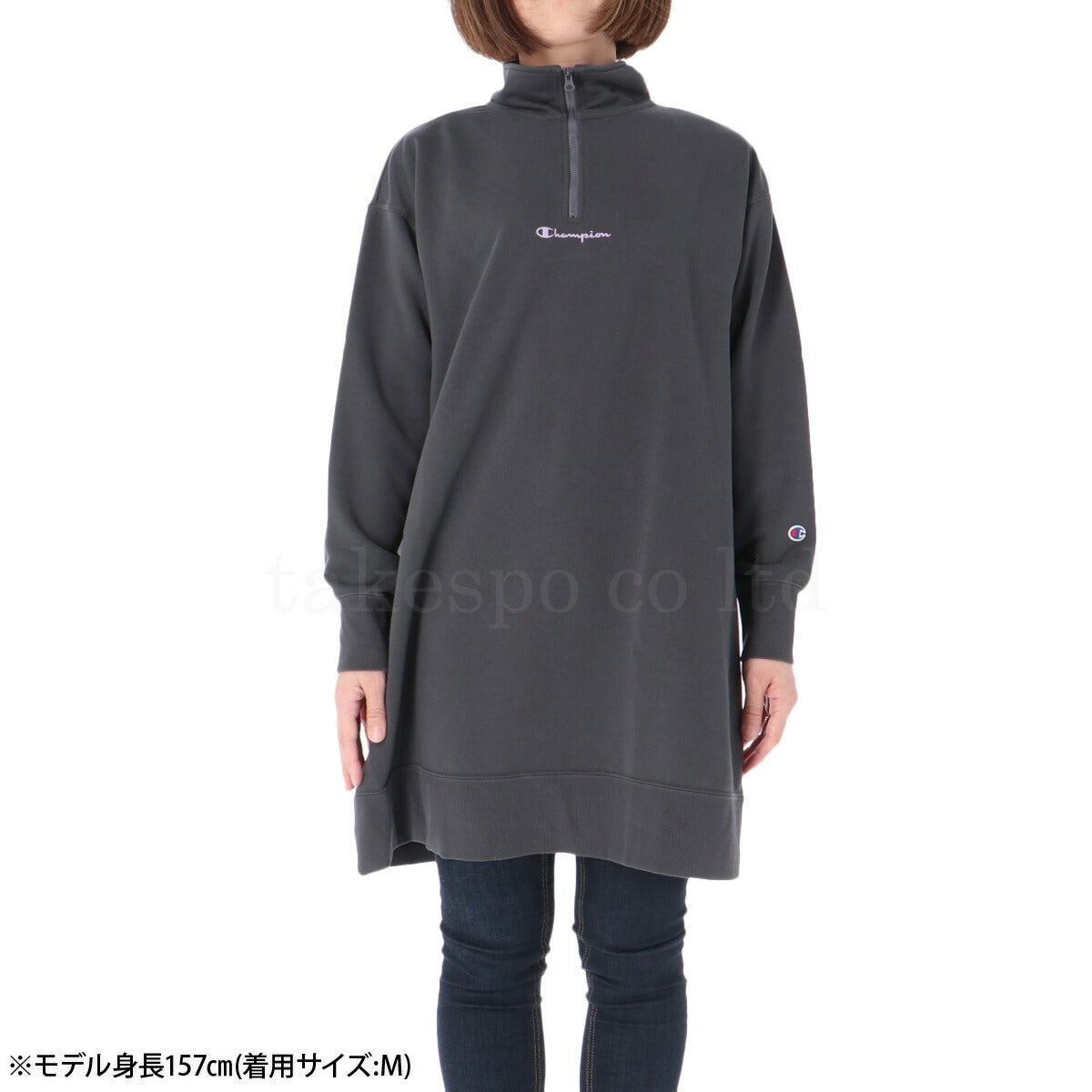チャンピオン スウェットシャツ レディース TWT HALF ZIP ブラック カーキグリーン CWAS003