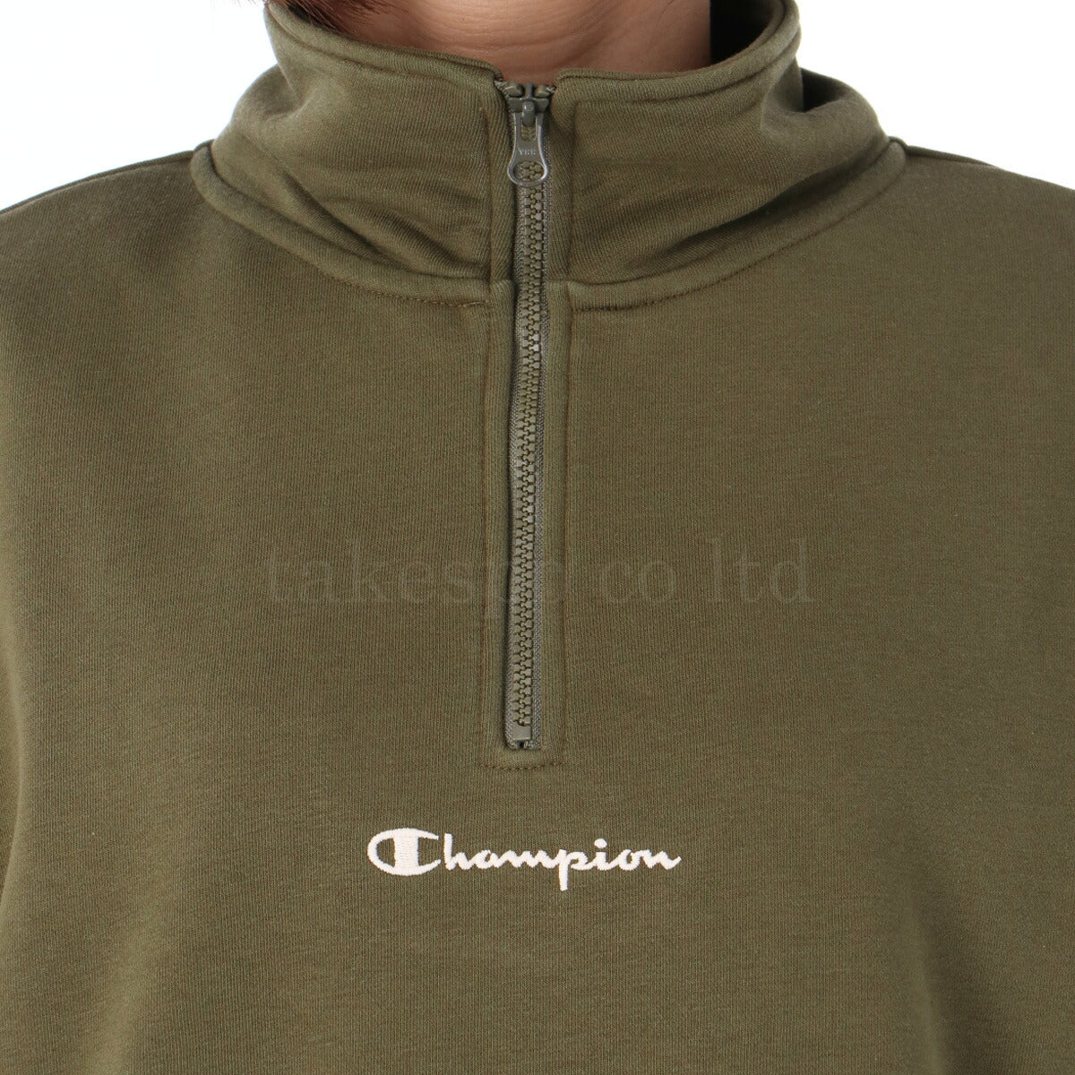 チャンピオン スウェットシャツ レディース TWT HALF ZIP ブラック カーキグリーン CWAS003