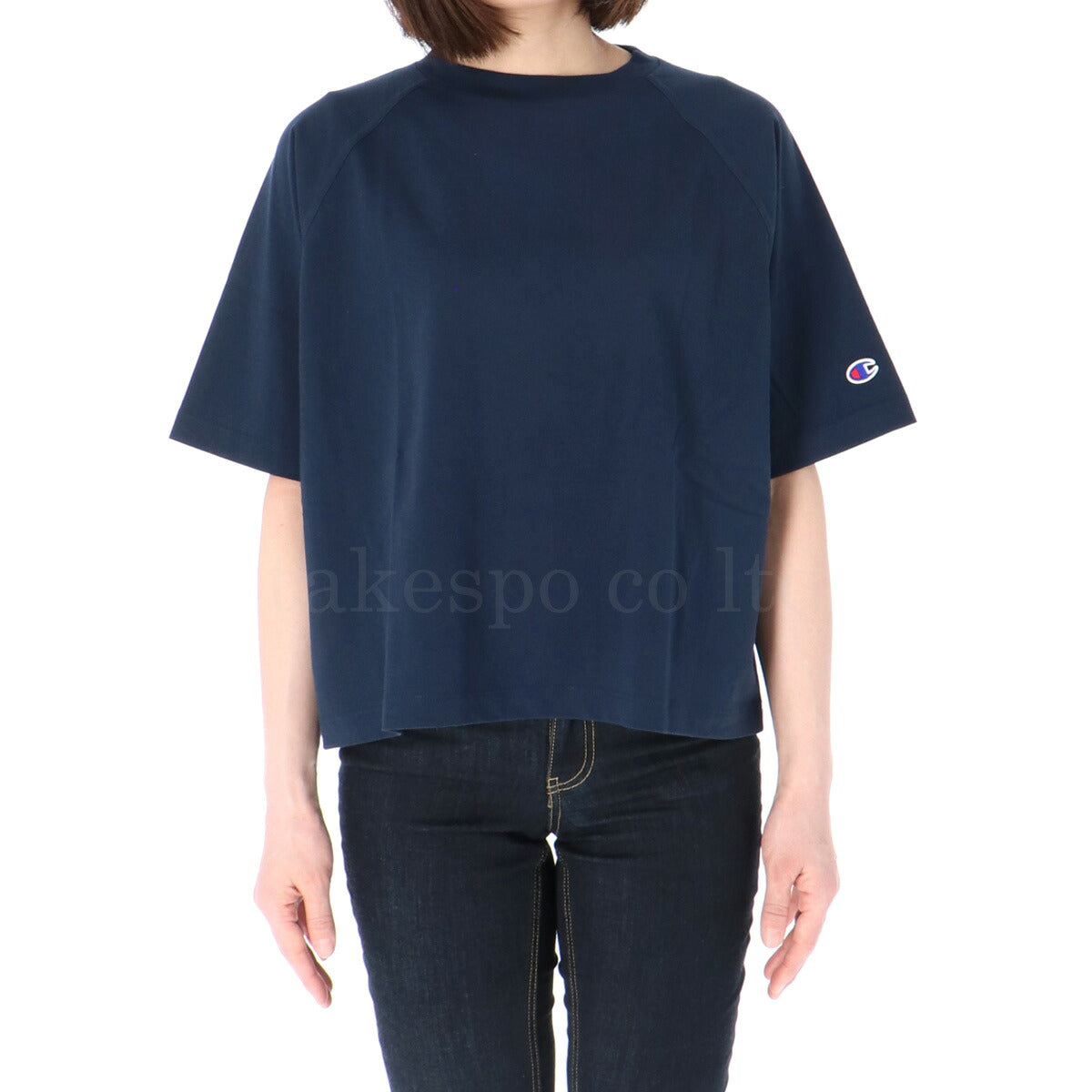 チャンピオン Tシャツ レディース ロゴ ネイビー ホワイト ブルー CWB314