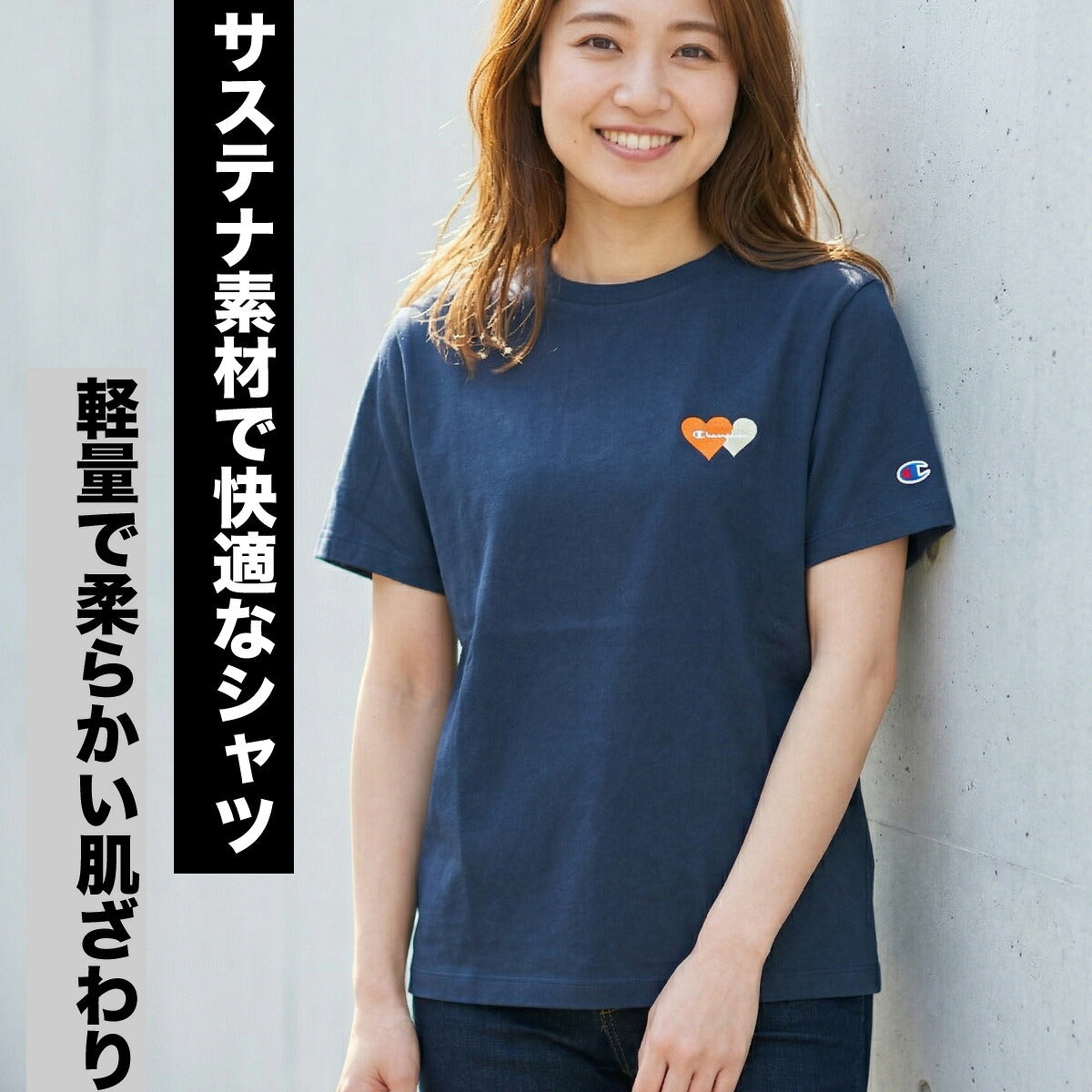 チャンピオン Tシャツ レディース ウィメンズ カジュアルウェア ホワイト ネイビー ブルー オレンジ CWD311