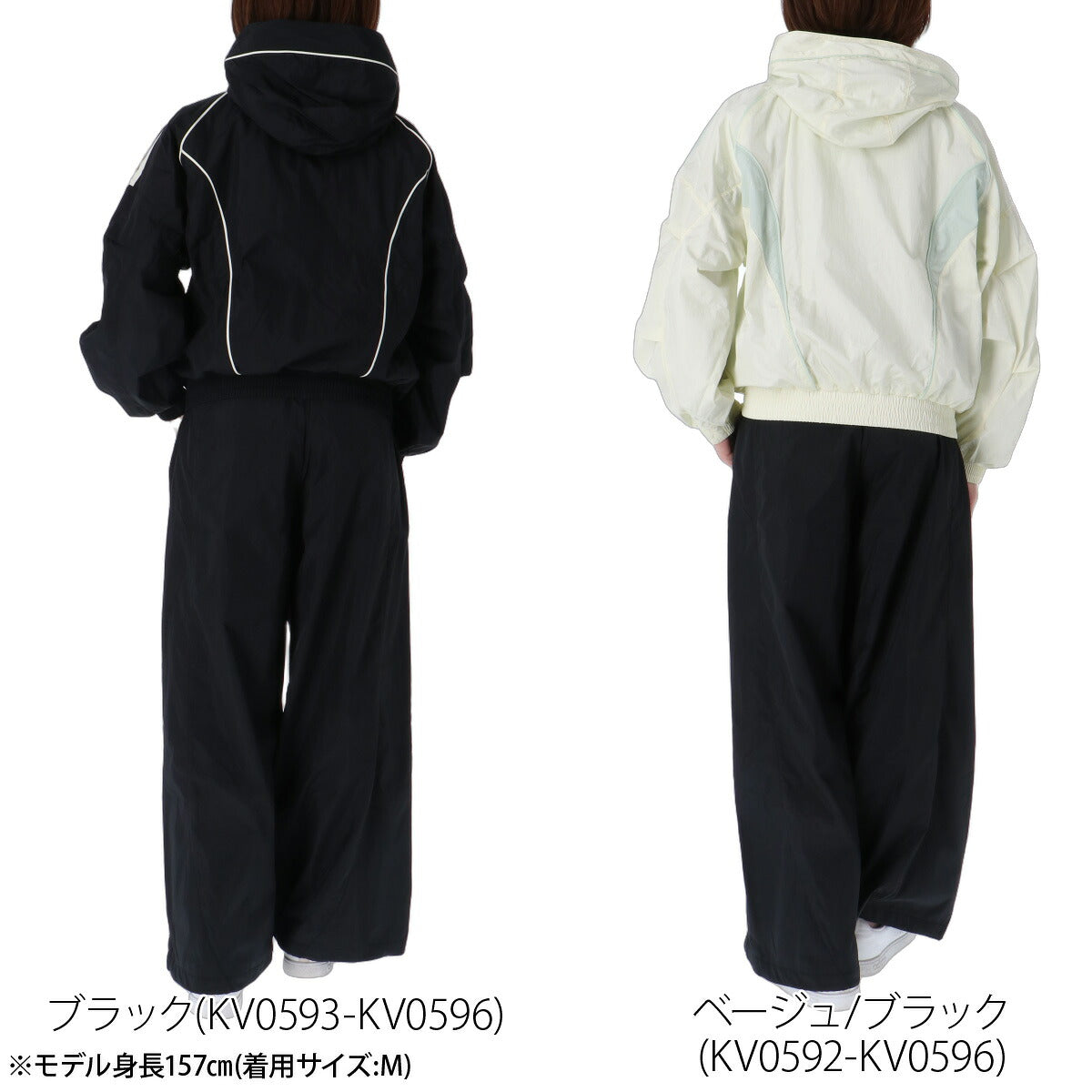 アディダス STADUM ウインドブレーカー 上下 セットアップ レディース ブランド adidas 裏起毛 トリコット フード付き フーディ 3ストライプス スリーストライプス 黒 白 ゆったり はっ水 撥水 保温 DG932