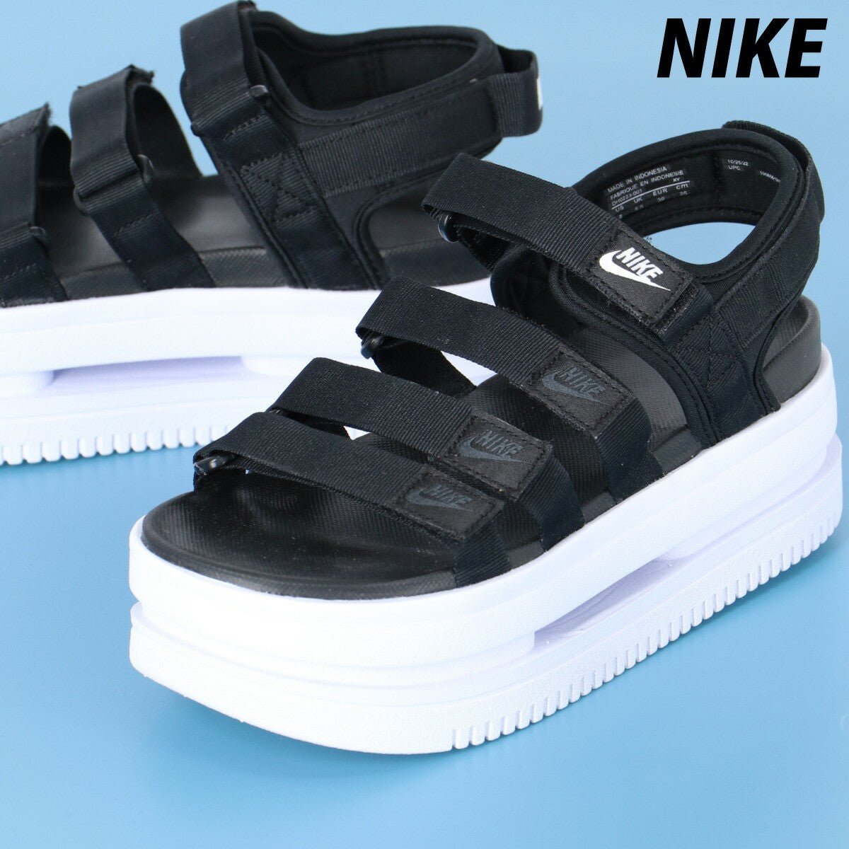 ナイキ アイコン クラシック シューズ レディース ブランド スポーツサンダル シャワーサンダル 靴 くつ スポサン 夏 NIKE 厚底 カジュアル マジックテープ ベルクロ プラットフォーム ストラップ DH0223001 あす楽 黒 ブラック 新作 ウィメンズ かわいい 大きいサイズ 有 スポーツ おしゃれ - 【公式】限定ジャージのタケスポ（Limited jersey takespo）
