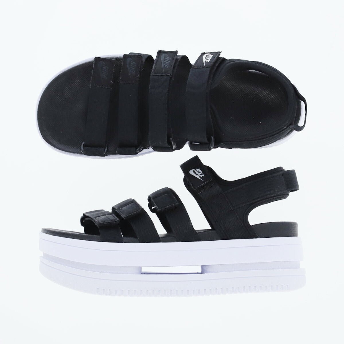 ナイキ アイコン クラシック シューズ レディース ブランド スポーツサンダル シャワーサンダル 靴 くつ スポサン 夏 NIKE 厚底 カジュアル マジックテープ ベルクロ プラットフォーム ストラップ DH0223001 あす楽 黒 ブラック 新作 ウィメンズ かわいい 大きいサイズ 有 スポーツ おしゃれ - 【公式】限定ジャージのタケスポ（Limited jersey takespo）