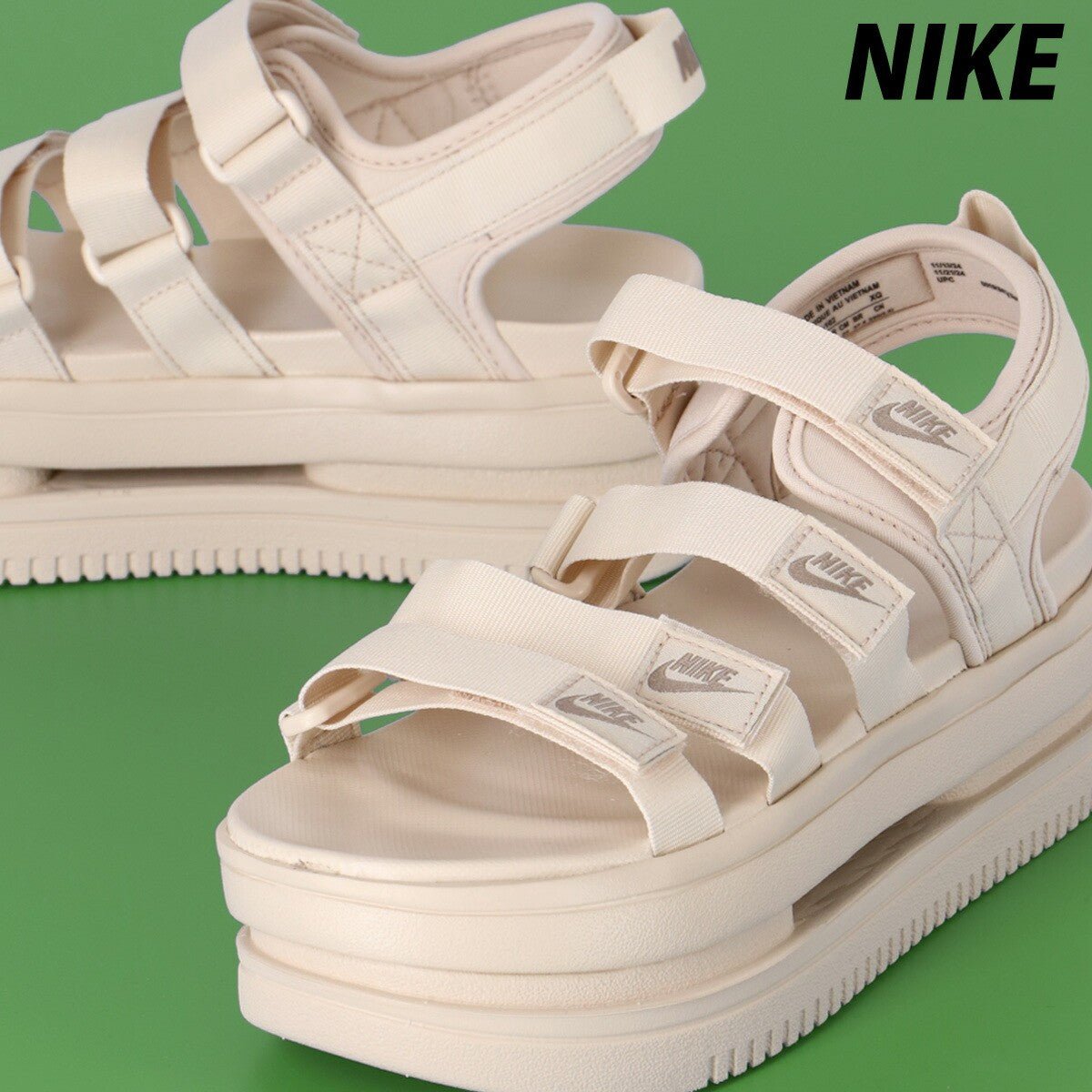 ナイキ アイコン クラシック シューズ レディース ブランド スポーツサンダル シャワーサンダル 靴 くつ スポサン 夏 NIKE 厚底 カジュアル マジックテープ ベルクロ プラットフォーム ストラップ DH0223102 あす楽 薄茶色 ベージュ 新作 ウィメンズ かわいい 大きいサイズ 有 スポーツ おしゃれ - 【公式】限定ジャージのタケスポ（Limited jersey takespo）