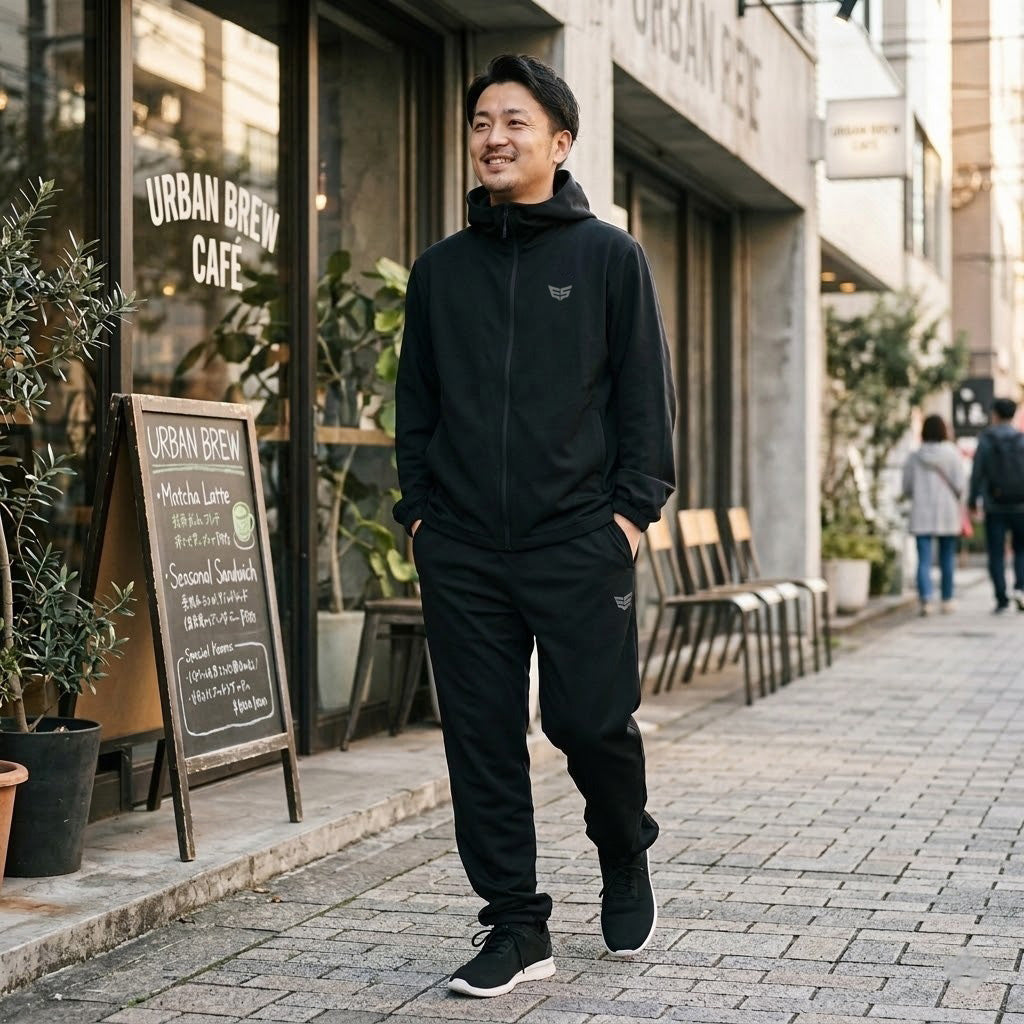 エスラッド クロス薄手 ジャージ 上下 メンズ エアリーストレッチ AIRY STRETCH ブラック ベージュ ESM451