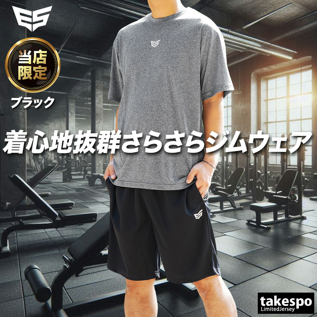 エスラッド Tシャツ ハーフパンツ 上下 メンズ 半袖グラフィック ブラック ネイビー ブルー グリーン ESM541