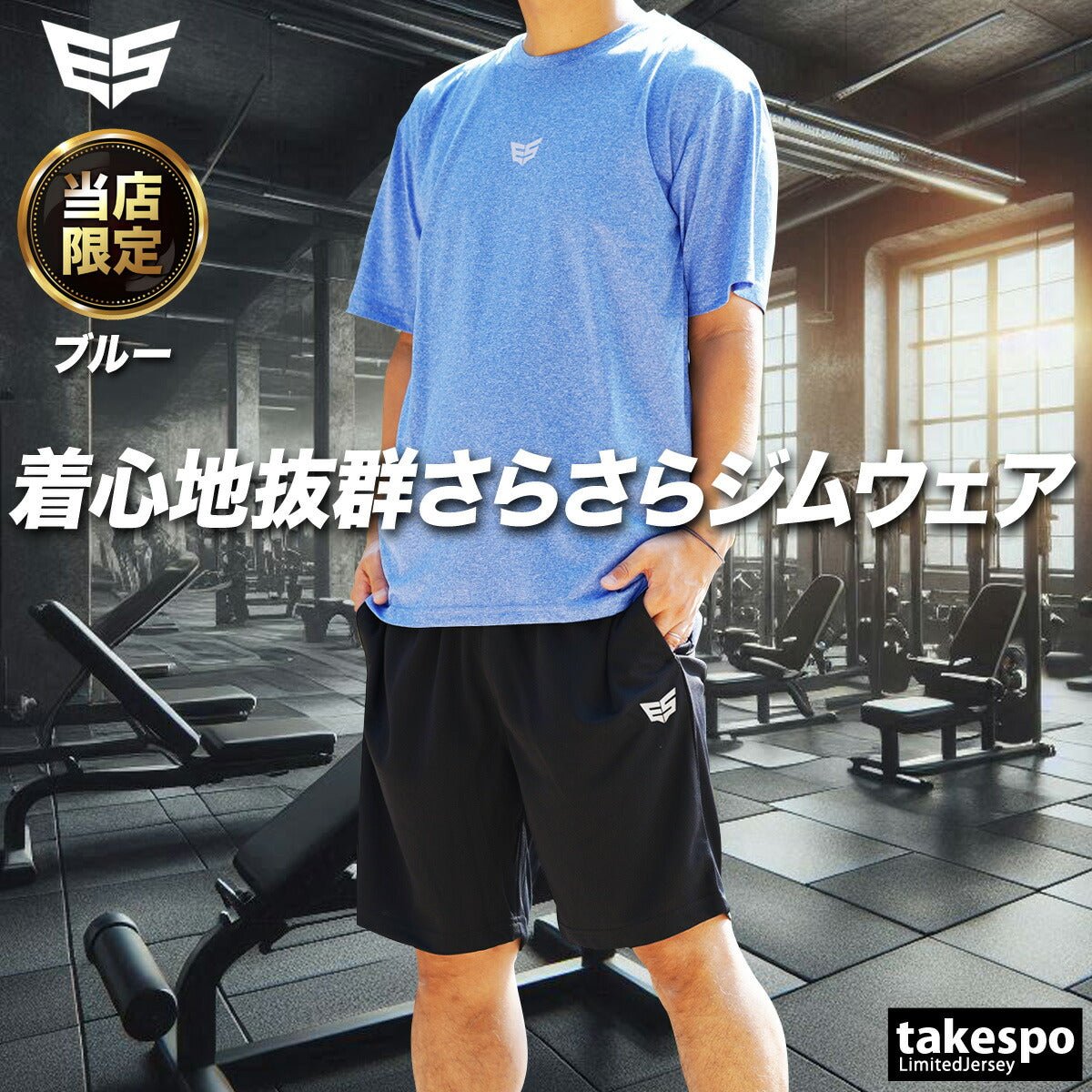 エスラッド 半袖 吸汗 速乾 半袖グラフィック Tシャツ ハーフパンツ 上下 セットアップ メンズ ブランド ESLAD 吸水速乾 ドライ ESM541 3ds タケスポ限定 定番 上下セット 大きいサイズ 有 プラクティスシャツ プラシャツ スポーツウェア トレーニングウェア スポーツ おしゃれ - 【公式】限定ジャージのタケスポ（Limited jersey takespo）
