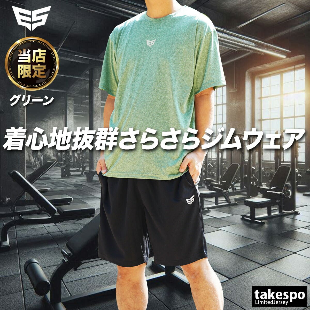 エスラッド 半袖 吸汗 速乾 半袖グラフィック Tシャツ ハーフパンツ 上下 セットアップ メンズ ブランド ESLAD 吸水速乾 ドライ ESM541 3ds タケスポ限定 定番 上下セット 大きいサイズ 有 プラクティスシャツ プラシャツ スポーツウェア トレーニングウェア スポーツ おしゃれ - 【公式】限定ジャージのタケスポ（Limited jersey takespo）