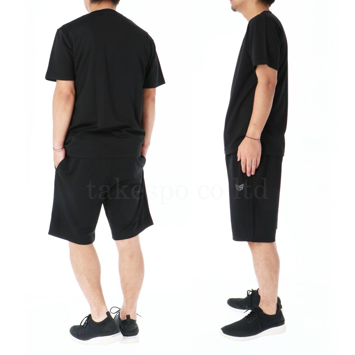 エスラッド Tシャツ ハーフパンツ 上下 メンズ ドライ WING DRY ブラック ネイビー レッド ブルー ホワイト ESM550