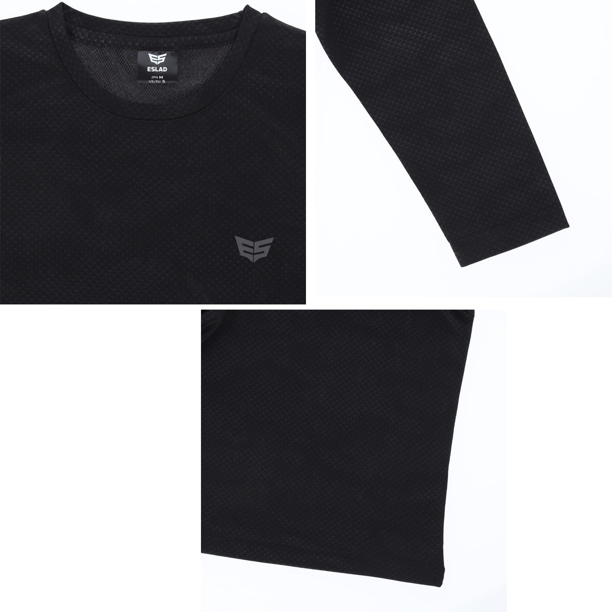 ロンT 長袖Tシャツ メンズ ブランド エスラッド ドライ 速乾 スポーツ Tシャツ ロンティー ロングTシャツ 長袖 吸汗 吸水 ESLAD グラフィック UVカット 黒 ESM562 ブラック 大きいサイズ