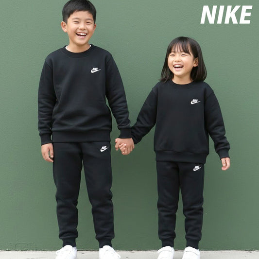 ナイキ クラブ フリース スウェット 上下 セットアップ ジュニア ブランド NIKE 裏起毛 クルーネック 綿混 ジョガーパンツ FD3006 010 黒 ブラック 新作 上下セット 男 女の子 キッズ スポーツウェア トレーニングウェア スポーツ おしゃれ - 【公式】限定ジャージのタケスポ（Limited jersey takespo）