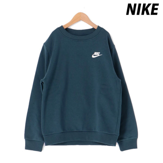 ナイキ トレーナー スウェット クラブ フリース スウェットシャツ ジュニア ブランド クルーネック NIKE 裏起毛 綿混 ワンポイント FD3006 328 緑 グリーン 新作 男 女の子 キッズ スポーツウェア トレーニングウェア スポーツ おしゃれ - 【公式】限定ジャージのタケスポ（Limited jersey takespo）