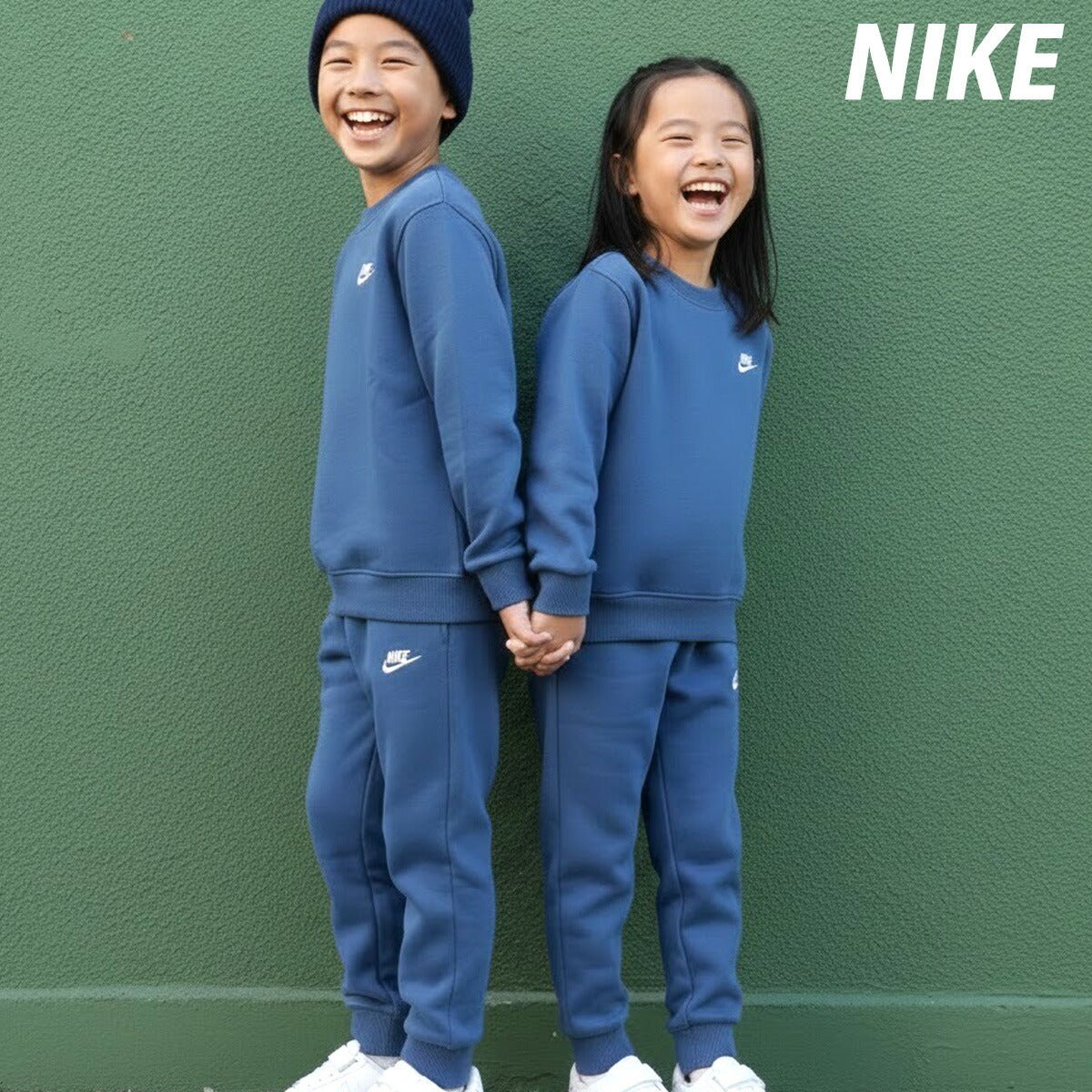 ナイキ クラブ フリース スウェット 上下 セットアップ ジュニア ブランド NIKE 裏起毛 クルーネック 綿混 ジョガーパンツ FD3006 461 紺 ネイビー 新作 上下セット 男 女の子 キッズ スポーツウェア トレーニングウェア スポーツ おしゃれ - 【公式】限定ジャージのタケスポ（Limited jersey takespo）