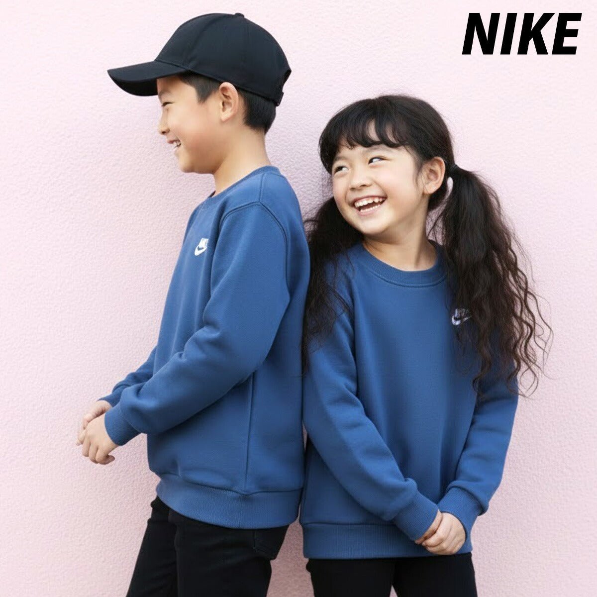 ナイキ トレーナー スウェット クラブ フリース スウェットシャツ ジュニア ブランド クルーネック NIKE 裏起毛 綿混 ワンポイント FD3006 461 紺 ネイビー 新作 男 女の子 キッズ スポーツウェア トレーニングウェア スポーツ おしゃれ - 【公式】限定ジャージのタケスポ（Limited jersey takespo）