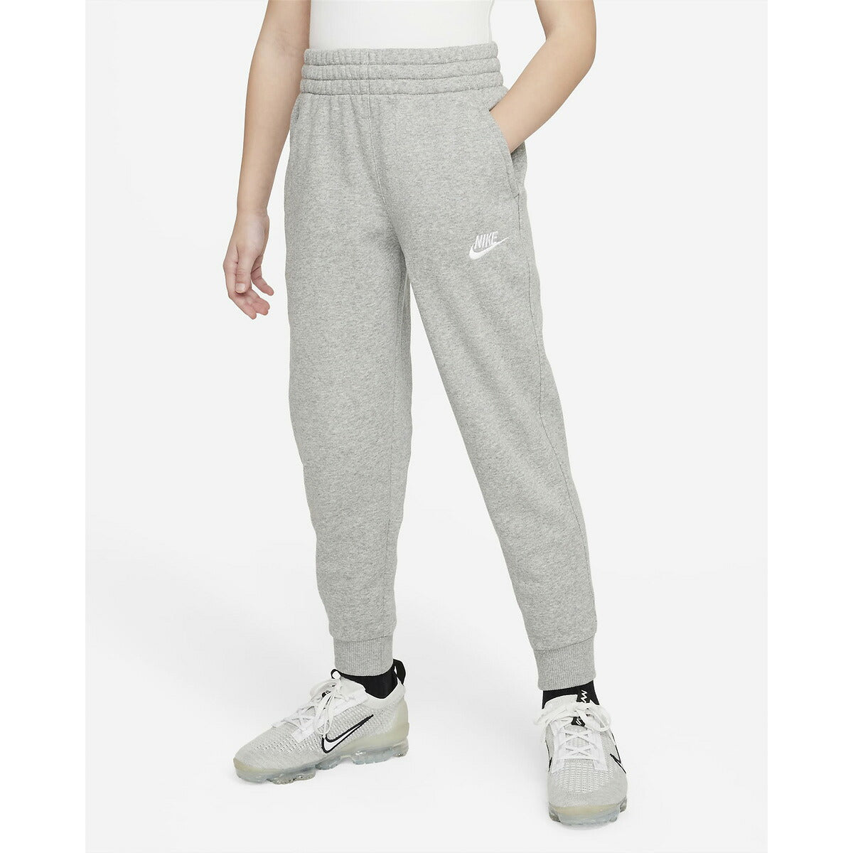 ナイキ クラブ FT スウェット 上下 セットアップ ジュニア ブランド NIKE フード付き・裏毛 綿混 フルジップ ジョガーパンツ FD3017 063 灰色 グレー 上下セット 男 女の子 キッズ スポーツウェア