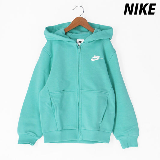 ナイキ パーカー スウェット フーディ クラブ FT フルジップ スウェットパーカー ジュニア ブランド NIKE 裏毛 綿混 FD3017 349 3ds 緑 グリーン SALE セール 男 女の子 キッズ 